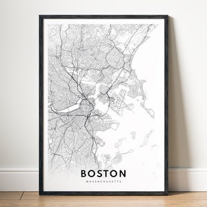 Mapa de Boston para impressão Mapa de Boston para download Mapa moderno de Boston para impressão Mapa mínimo da cidade Mapa em preto e branco para download instantâneo Mapa de Boston