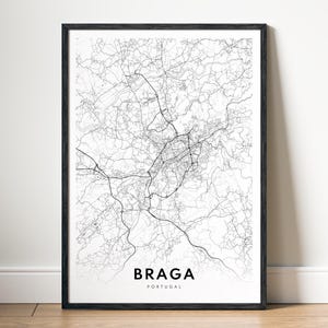 Braga Karte Druck Braga Portugal Karte Poster Download Braga Druckbare Karte Digitale Braga Schwarzweißkarte Wandkunst Braga Kartenskizze