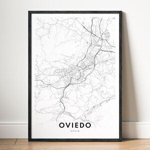 Oviedo Karte Drucken Oviedo Spanien Karte Poster Download Oviedo Druckbare Karte Digitale Oviedo Schwarzweiß-Karte Wandkunst Oviedo Skizzenkarte