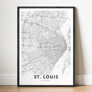 St Louis Karte Druck St Louis Missouri Poster Download St Louis Druckbare Karte Digitaler St Louis schwarz weiß Druck St Louis Karte Kunstskizze
