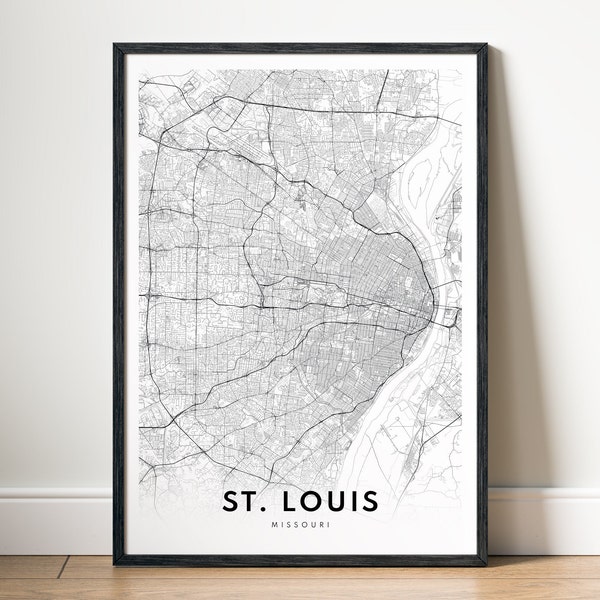 Instant Download St Louis Map Print St Louis Missouri Poster Digital Map St Louis Printable Black And White Map Wall Art St Louis Sketch Map