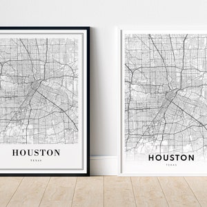 Mapa de Houston para impressão Mapa da cidade de Houston para download Mapa de Houston para impressão em preto e branco Download instantâneo de Houston Digital