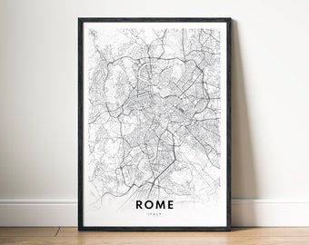 Carte de Rome impression carte de Rome Italie poster téléchargement Rome carte imprimable Rome impression noir et blanc Rome téléchargement carte art Rome modèle