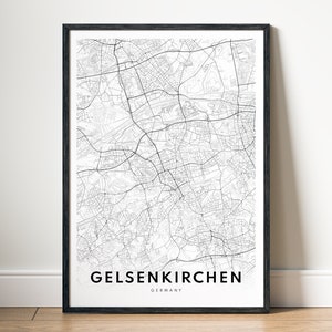 Gelsenkircheren Karte Drucken Gelsenkircher Deutschland Karte Poster Download Gelsenkircher Druckbare Karte Digitale schwarz-weiß-Karte Wandkunst Skizze