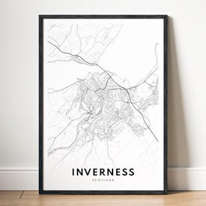 Inverness Map Print Inverness Scotland Map Poster Inverness Printable City Map Digital Download Inverness Black And White Aesthetic Map