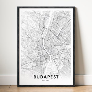 Impressão de mapa de Budapeste, pôster de mapa de Budapeste, download de mapa de Budapeste para impressão, mapa mínimo de Budapeste, impressão de mapa em preto e branco, download instantâneo