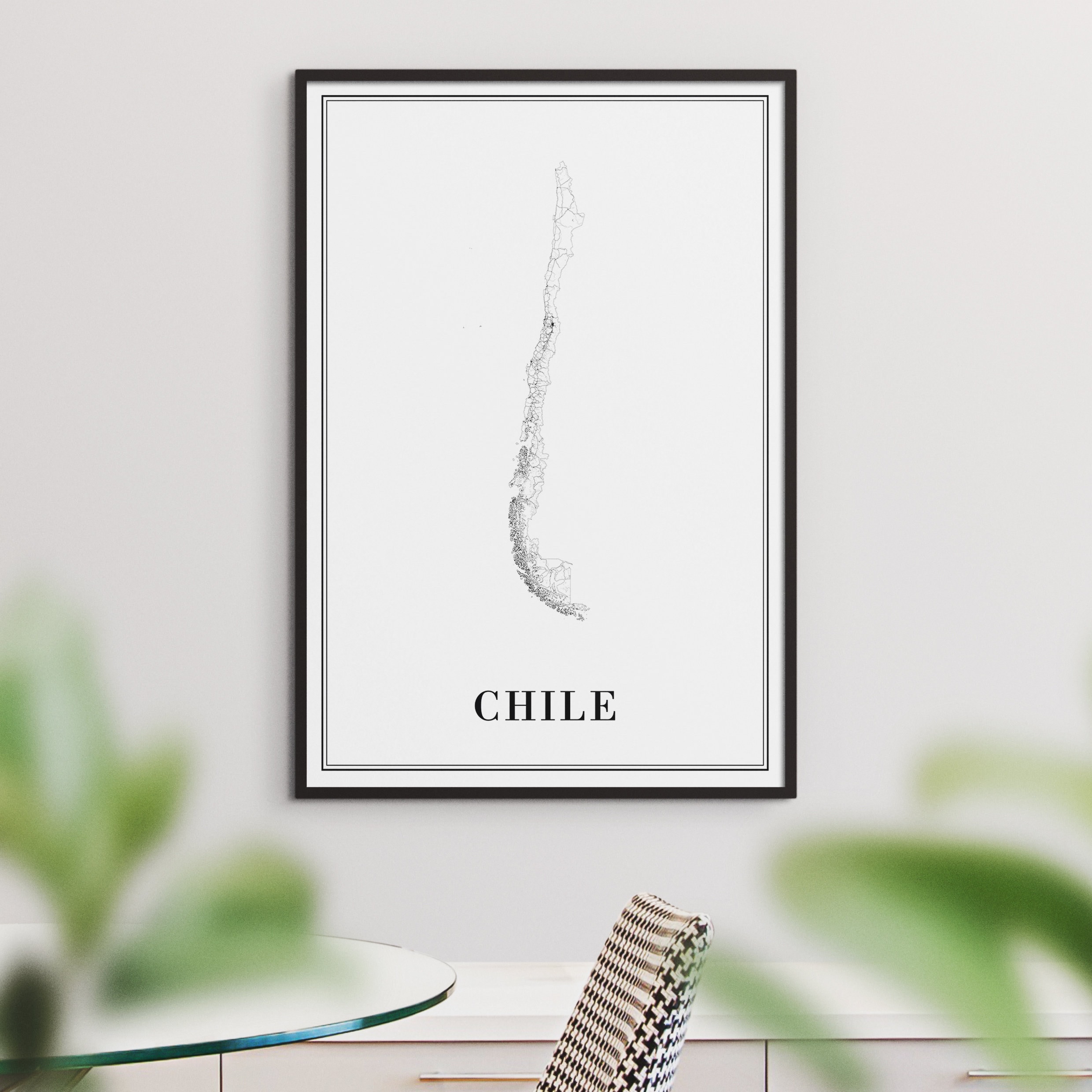 Chile Map Print Download Chile Map Poster Printable Chile Map Digital Chile Black and White Map ...