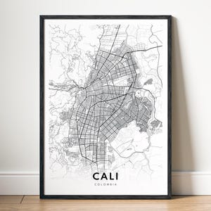 Cali Map Print Cali Kolumbien Karte Poster Download Cali Kolumbien Druckbare Landkarte Digitale Cali Schwarzweiss-Karte Wandkunst Cali Landkarte