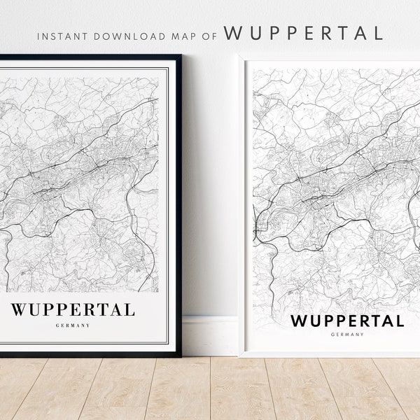 Download Wuppertal Map Print Wuppertal Germany Map Poster Download Wuppertal Printable Map Digital Wuppertal Black And White Wuppertal Karte