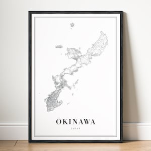 Okinawa Karte Poster Download Okinawa Karte Poster Download Druckbare Karte Okinawa Digitale Karte Okinawa schwarz weiß Karte Sofortiger Download Okinawa Japan