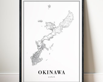Okinawa Map Print Okinawa Map Poster Download Printable Okinawa Map Digital Okinawa Map Black And White Map Instant Download Okinawa Japan