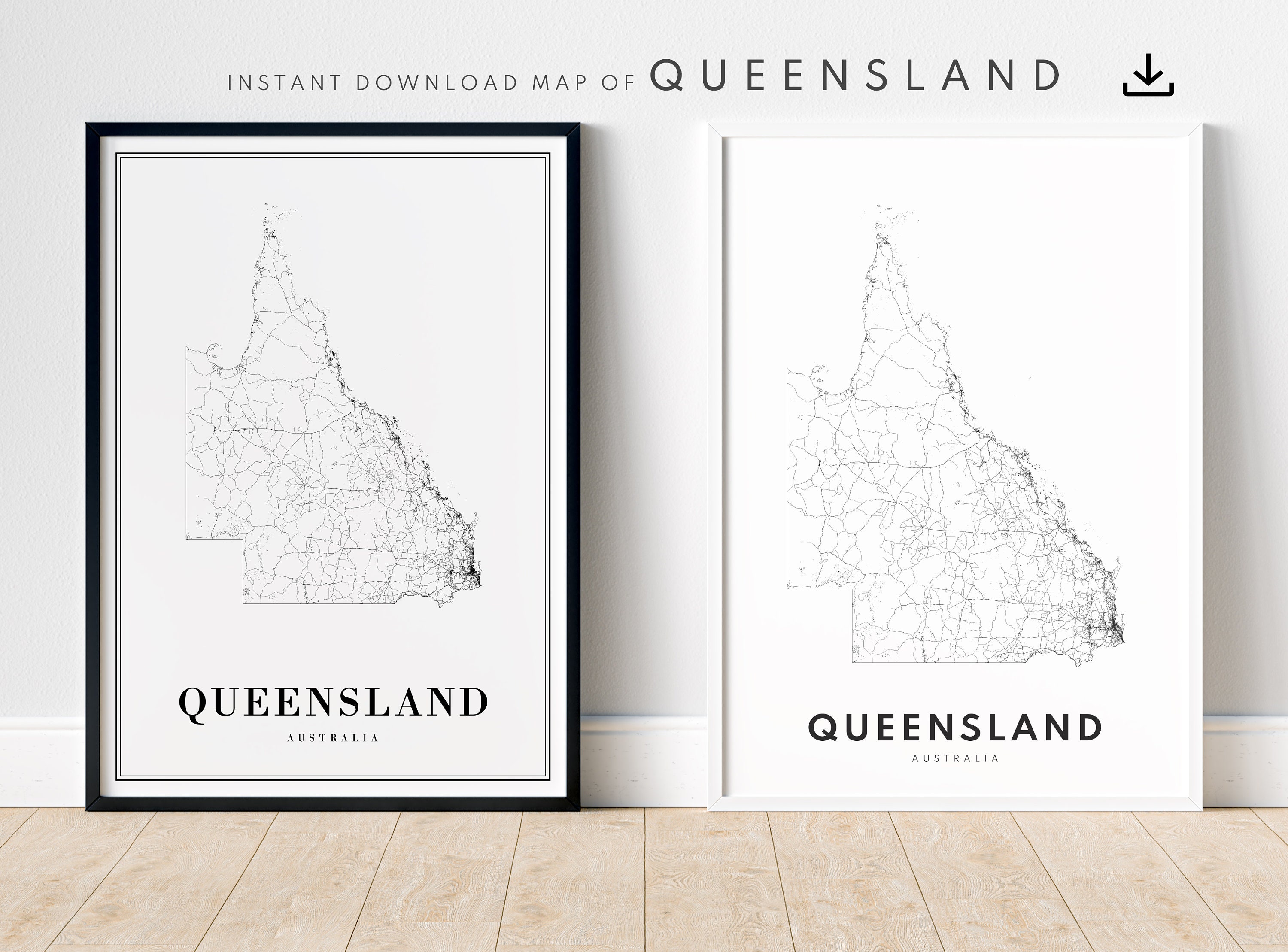 Queensland Map Print Digital Download Queensland Australia Map Poster ...