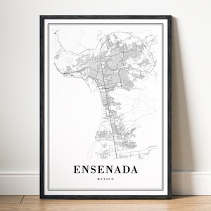 Ensenada Karte Drucken Ensenada Mexiko Karte Poster Download Ensenada Druckbare Karte Digitale Ensenada Schwarzweiß-Karte Wandkunst Ensenada Skizze