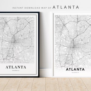 Atlanta Karte Drucken, Atlanta Georgia Karte Poster Download, Atlanta druckbare Karte Digitaler Download, Atlanta schwarz-weiß Karte Kunstskizze