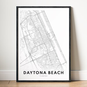 Daytona Beach Florida kaart afdrukken downloaden Daytona Beach poster digitale kaart Daytona Beach afdrukbare zwart-wit Daytona FL schets kaart kunst downloaden