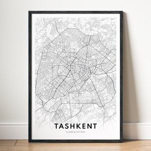 Taschkent Karte Drucken Taschkent Usbekistan Karte Poster Download Taschkent Druckbare Karte Digitale schwarzweiße Karte Wandkunst Taschkent Skizze Drucken