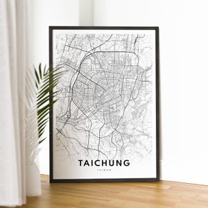 Taichung Map Print Taichung Taiwan Map Poster Download Taichung Druckbare Karte Digitale Taichung Schwarzweiß-Karte Wandkunst Taichung Skizze