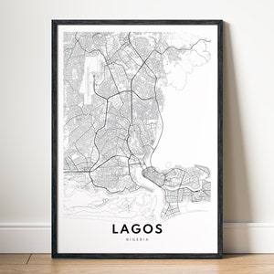 Lagos Karte Druck Download Lagos Nigeria Karte Poster Digitale Karte Lagos Druckbare schwarz weiß Karte Lagos Skizze Wand Kunst Druck Lagos Region