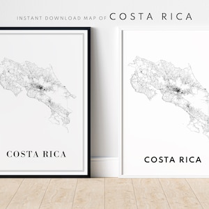 Download Costa Rica Map Print Costa Rica Poster Download Karte Costa Rica Karte Printable Map Digitale Costa Rica Schwarzweiß-Karte Kunst home print