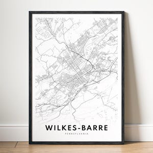 Wilkes-Barre PA City Map Poster Digital Download Wilkes-Barre Pennsylvania map Printable Wilkes-Barre Aesthetic Map Black And White Print