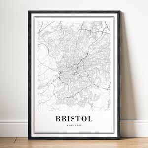 Bristol Map Print Bristol England Karte Poster Download Bristol Karte Digitale Schwarzweiß-Karte Wandkunst Bristol Map Poster