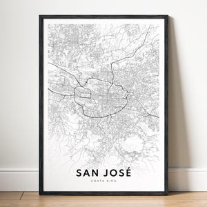 San Jose Map Print San Jose Costa Rica Karte Poster Download San Jose Druckbare Karte Digitale San Jose Schwarzweiß-Karte San Josef Skizze