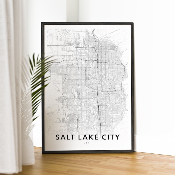 Instant Download Salt Lake City Map Print Salt Lake City Map Poster Printable Salt Lake Black And White Map Wall Art Home Print Salt Lake