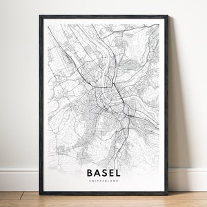 Basel Karte Druck Basel Schweiz Karte Poster Download Basel Digitale Karte Basel Druckbare schwarz weiss Karte Wand Kunst Basel Dekor Print Map