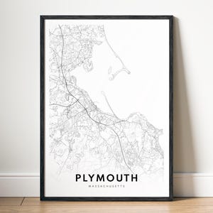 Plymouth MA Karte Druck Plymouth Massachusetts Karte Poster Download Plymouth druckbare Karte digitale Plymouth schwarz weiß Karte Wandkunst