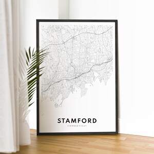 Stamford Map Print Stamford Conneticut Map Poster Download Stamford Druckbare Karte Digitale Stamford Schwarzweiß-Karte Kunst Stamford Sketch