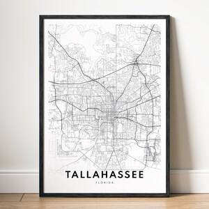 Tallahassee Florida Map Druck Download Tallahassee Poster Digitale Karte Tallahassee Druckbare Schwarzweiß-Karte Wandkunst Tallahassee Sketch