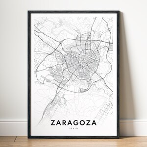 Sofortiger Download Zaragoza Spanien Karte Zaragoza Karte Poster Digitale Karte Zaragoza Druckbare Karte schwarz weiß Home Print Map Art Zaragoza