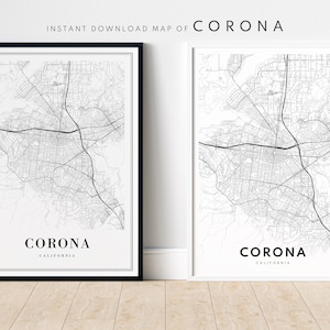Corona CA Map Print Digital Download Corona California Map Poster Corona Printable Map Corona Black And White Print Map Sketch Corona Art
