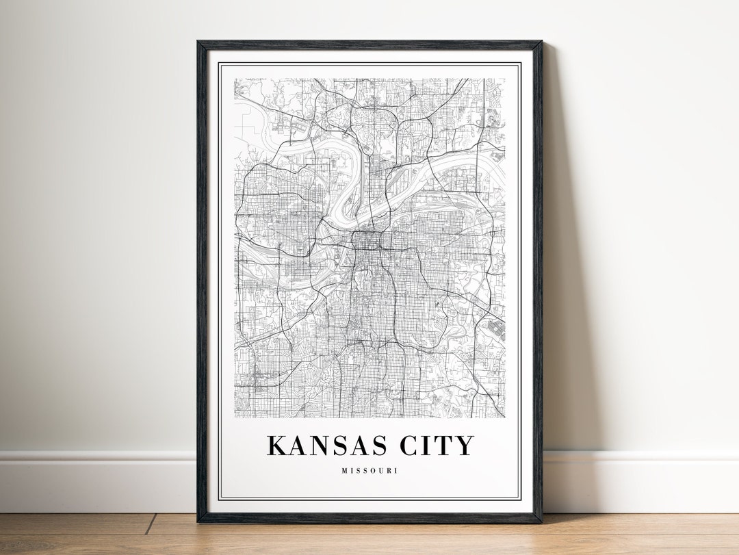 Kansas City Map Print Kansas City Map Poster Download Etsy