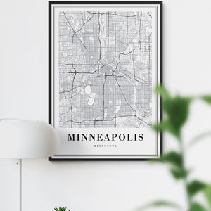 Minneapolis Map Print Minneapolis-Minnesota Poster Download Minneapolis Printable Map Digital Black And White Minneapolis Map Home Print image 4