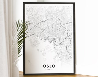 Oslo Map Print Download Oslo Norway Map Poster Digital Map Oslo Printable Black And White Map Oslo Sketch Map Art Print Oslo Hometown Print