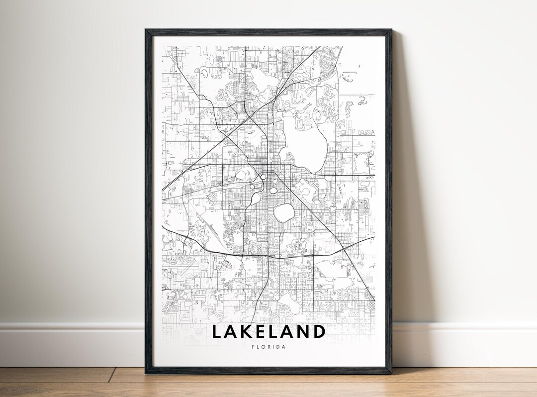 Lakeland FL City Map Poster Digital Download Lakeland Florida Map ...