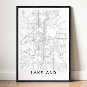Lakeland FL City Map Poster Digital Download Lakeland Florida map Printable Lakeland Aesthetic Map Black And White Lakeland Minimalistic Map