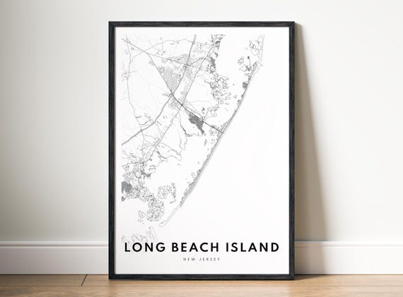 Long Beach Island NJ Map Print Long Beach New Jersey Map Poster
