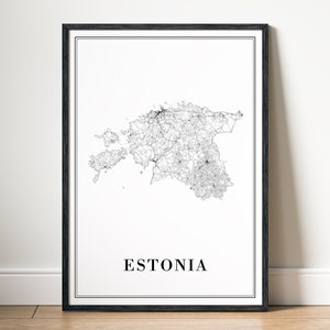 Sofortiger Download DownloadStland Karte Druck Esien Poster Digitale Landkarte Estien druckbare schwarz weiß Karte Wand Kunst Skizze Skandinavien Druck zu Hause