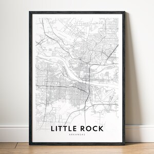 Little Rock Map Druckbare Landkarte Little Rock Arkansas Map Poster Digitale Landkarte Little Rock Druckbare schwarz weiß Landkarte Little Rock Sketch Map