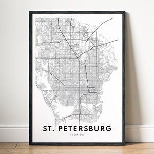 Instant Download Sint-Petersburg Florida kaart afdrukken Sint-Petersburg Poster digitale kaart Sint-Petersburg afdrukbare zwart-wit schets van Sint-Petersburg