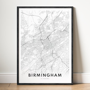 Birmingham Map Print Birmingham Alabama Map Poster Digital Map Birmingham Download Printable Black And White Map Birmingham Sketch Map Art