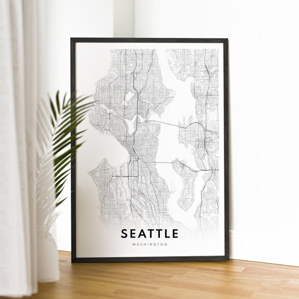 Seattle Map Print Download Seattle Washington Poster Digital Map Seattle Printable Black And White Map Wall Art Seattle Sketch Print At Home