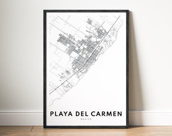 Playa del Carmen Mexico Map Poster Digital Download Playa del Carmen Map Printable Black And White Playa del Carmen Minimalistic Map Art