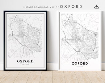 Oxford Map Print Oxford England Map Poster Download Oxford Printable Map Digital Oxford Black And White Map Wall Art Oxford Sketch Poster