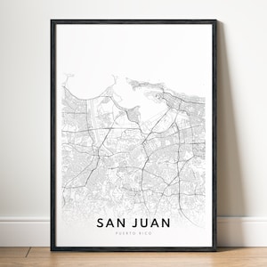 Instant Download San Juan Puerto Rico Map Print San Juan Poster Digital Map San Juan Printable Black And White Wall Art San Juan Map Print