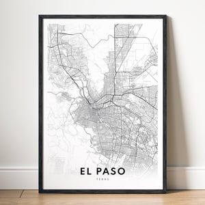 El Paso Tex Karte Print El Paso Texas Karte Poster Download El Paso Druckbare Karte Digitale El Paso Schwarzweiß-Karte Wandkunst El Paso Kartenskizze