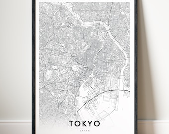 Tokyo Map Print Tokyo Map Poster Tokyo Download Printable Tokyo Map Digital Tokyo City Map Black And White Map Instant Download Tokyo Japan