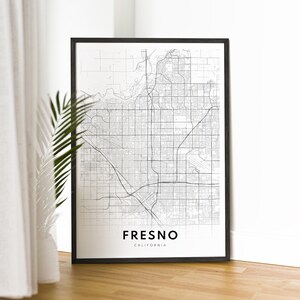 Fresno Map Print Digital Download Fresno California Map Poster Map Fresno Printable Black And White Map Fresno Sketch Map Wall Art Fresno